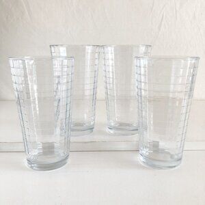Vintage 80s Windowpane Drinking Glasses Set of 4
